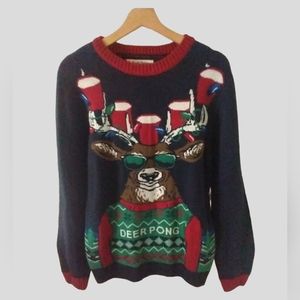 Deer Pong‎ Men's Holiday Novelty Christmas Ugly Sweater In Twilight Size M